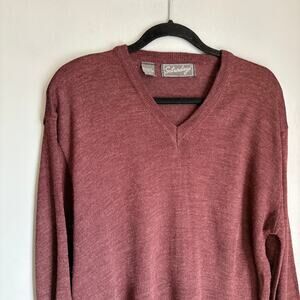 Vintage SATURDAYS Men's XL Lambswool Blend V Neck Knit Pullover Sweater Retro
